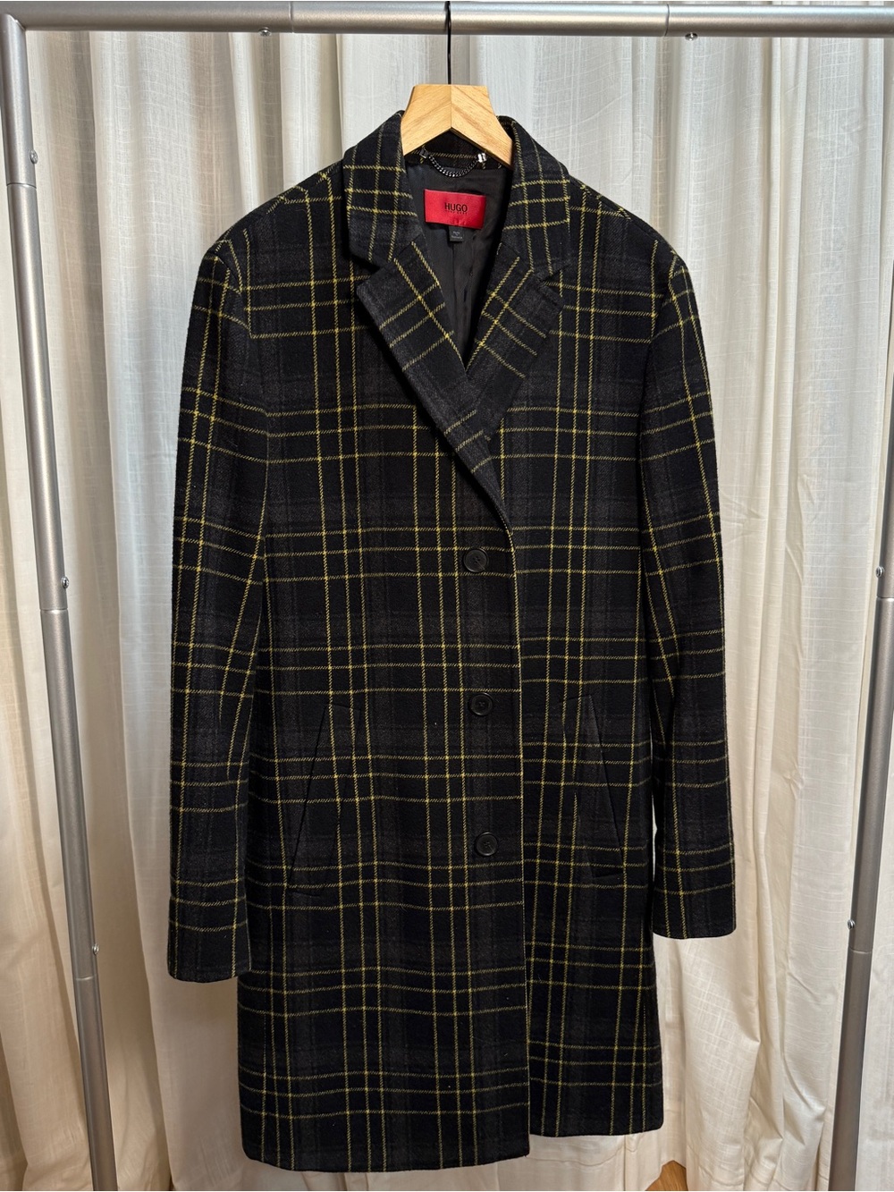 HUGO Hugo Boss Mens 'Malte 1941' Plaid Wool Blend Slim Fit Coat Jacket
